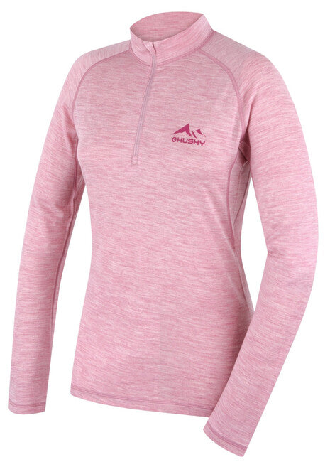 HUSKY Merino Long Sleeve T-Shirt Merow Zips, Faded Pink