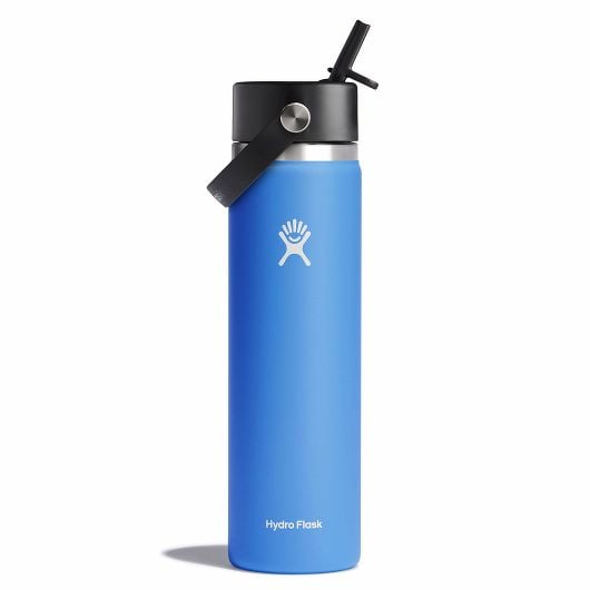 Hydro Flask Wide Mouth Thermos Bottle with Straw Cap 24 OZ 710 ml, Cascade