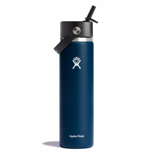 Hydro Flask Wide Thermos Bottle with Straw Cap 24 OZ Wide Flex Straw Cap 710 ml, Indigo