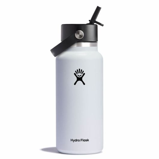 Hydro Flask Wide Thermos Bottle with Straw Cap 32 OZ 946 ml, White