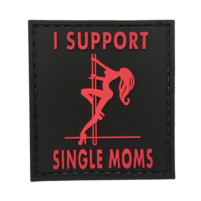 WARAGOD I Support Single Moms PVC Patch, Black and Red