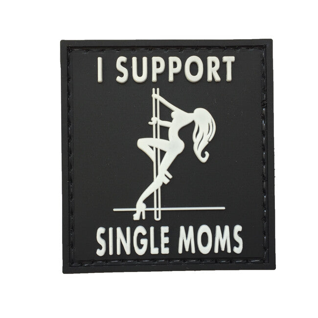 WARAGOD I Support Single Moms PVC Patch, Black and White