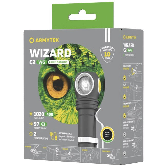 Armytek Wizard C2 WG Warm LED Headlamp, Battery Powered, 1100 lm