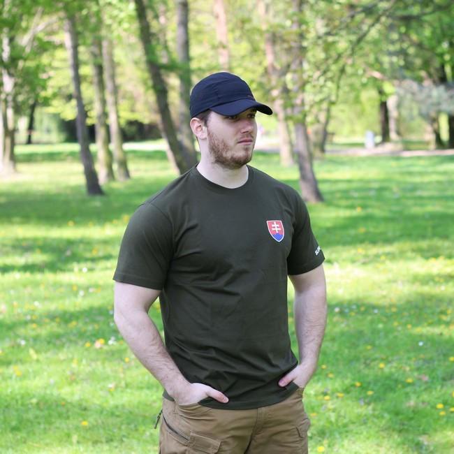 DRAGOWA Short Sleeves Small Colorful Slovak Emblem T-Shirt 160 g/m², Black