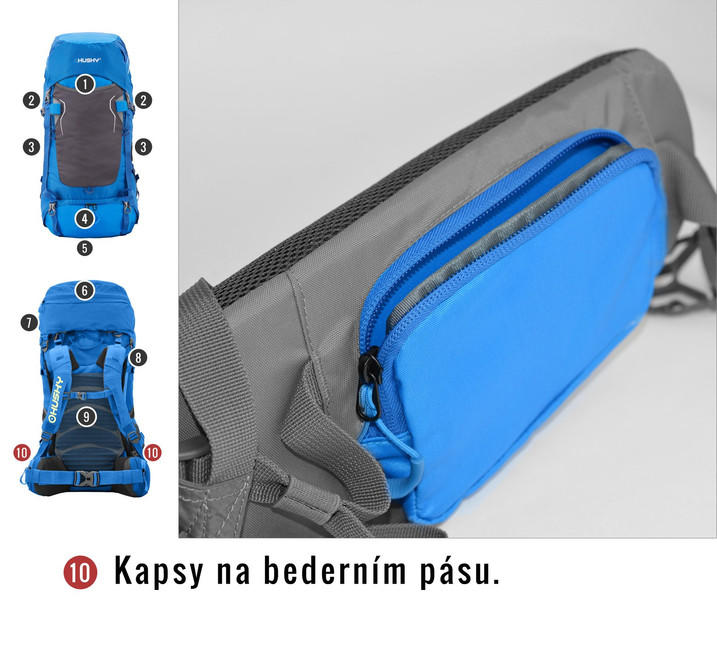 HUSKY Ultralight Rony New Backpack 50L, Burgundy