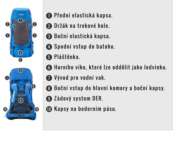 HUSKY Ultralight Rony New Backpack 50L, Burgundy