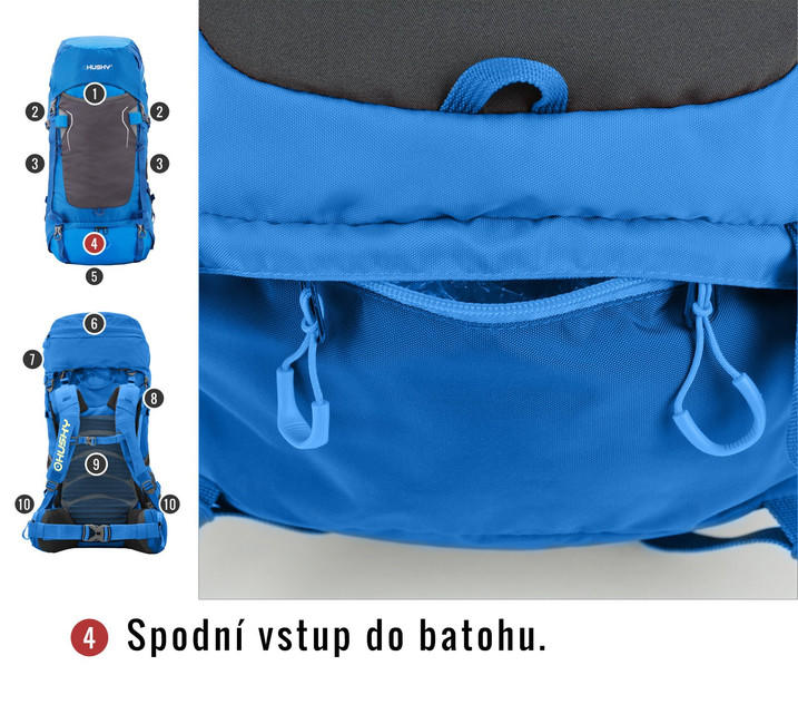 HUSKY Ultralight Rony New Backpack 50L, Burgundy