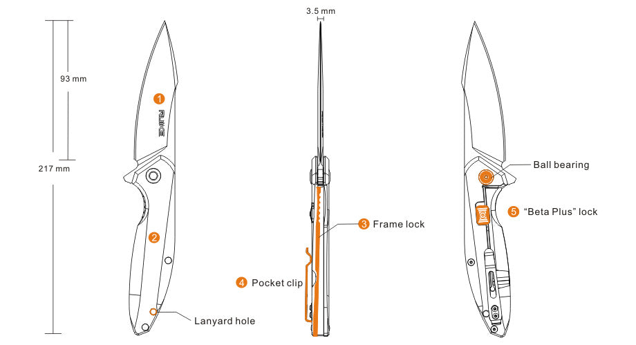 Ruike P128-SF Knife, Silver