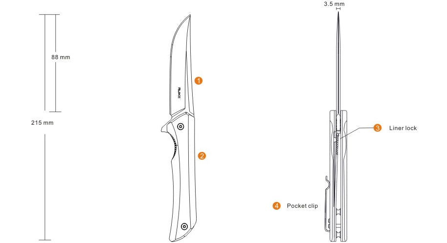 Ruike Hussar P121 Knife, Black