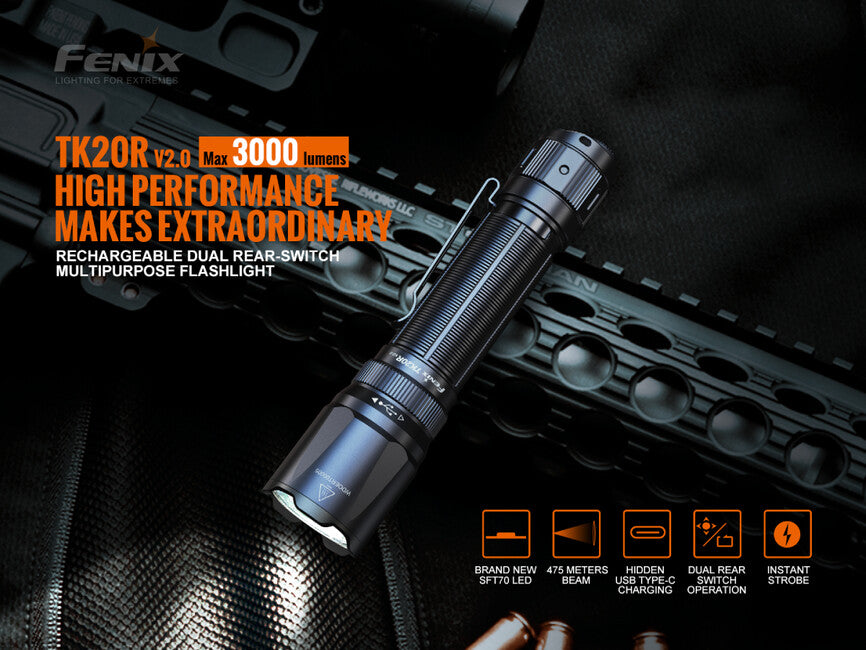 Fenix TK20R V2.0 Tactical Rechargeable Flashlight