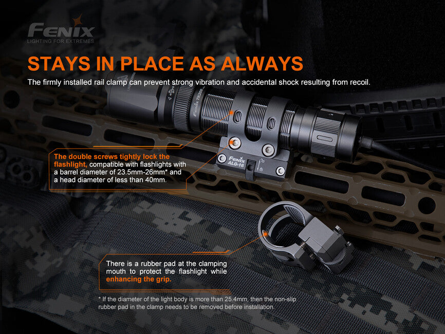 Fenix ALG-16 Metal M-LOK Flashlight Mount, Black
