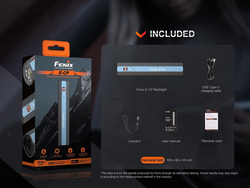 Fenix E-CP Powerbank with Flashlight, Black