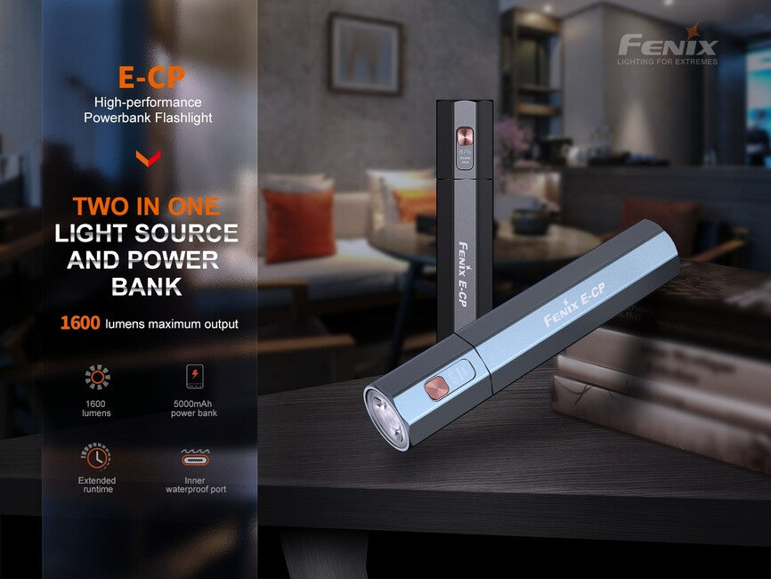 Fenix E-CP Powerbank with Flashlight, Black
