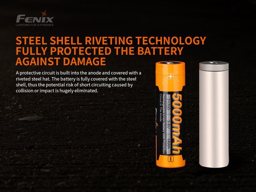 Fenix Rechargeable Battery 21700 5000 mAh, Li-Ion