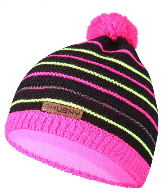 HUSKY Cap 34 Kids Beanie, Black/Neon Pink