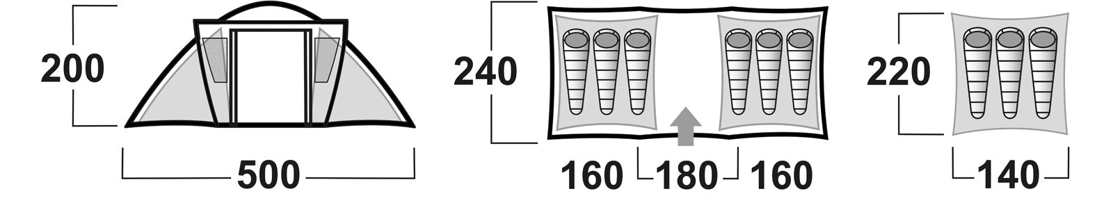 HUSKY Family Brime 4-6 Dural Tent, Green