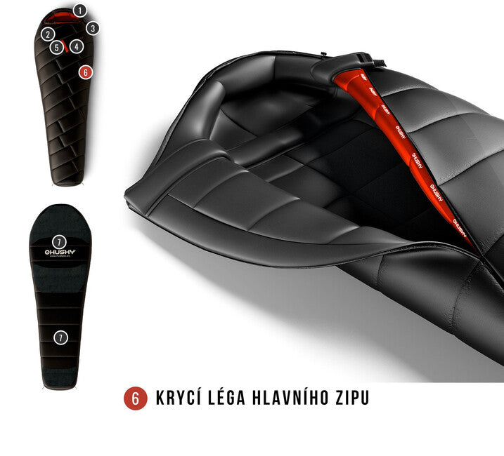 HUSKY Premium Proud Sleeping Bag, -29°C, Black