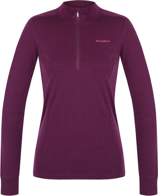 HUSKY Aron Zip women's merino sweatshirt, deep magenta
