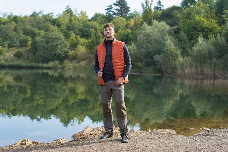 HUSKY Dresles Men's Down Vest, Brick Orange