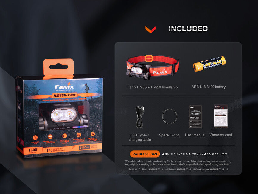 Nabíjateľná čelovka Fenix HM65R-T V2.0, tmavo fialová