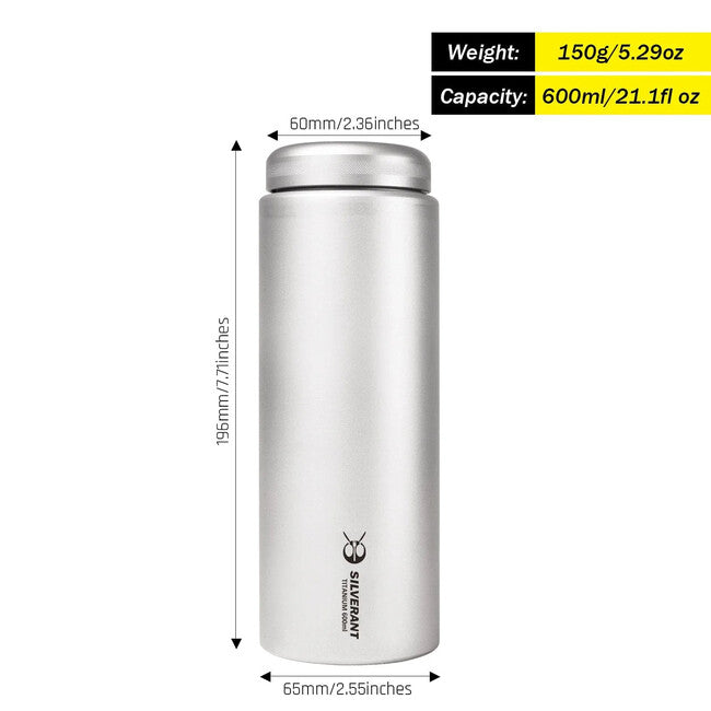 Silverant Titánová fľaša s plochým viečkom 600 ml