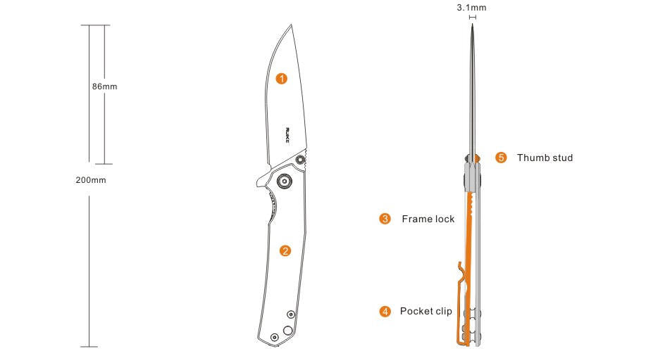 Ruike zatvárací nôž P801-SF, strieborný