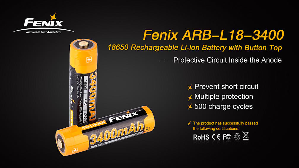 Fenix nabíjacia batéria 18650 3400mAh, Li-Ion