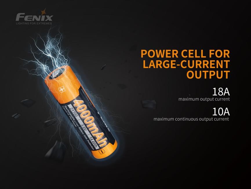 Fenix Rechargeable Battery 21700 4000 mAh, Li-Ion