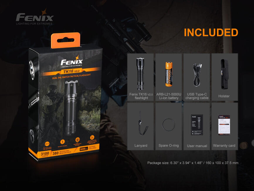 Fenix TK16 V2.0 Flashlight, Black