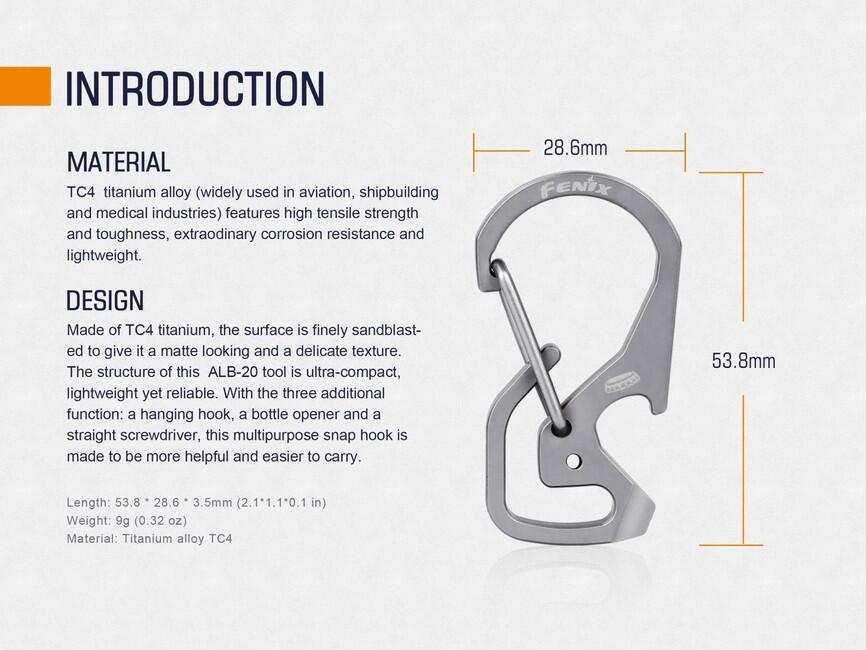 Fenix ALB-20 Carabiner, Titanium
