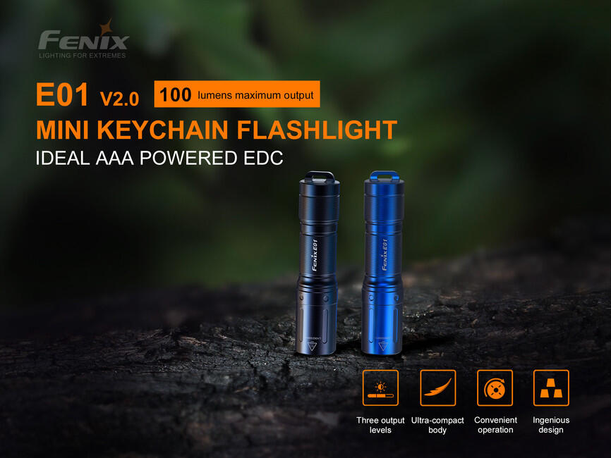 Fenix E01 V2.0 Mini Flashlight, Blue
