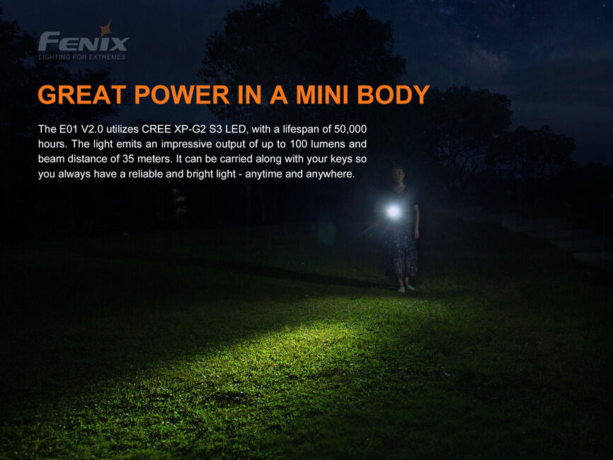 Fenix E01 V2.0 Mini Flashlight, Blue