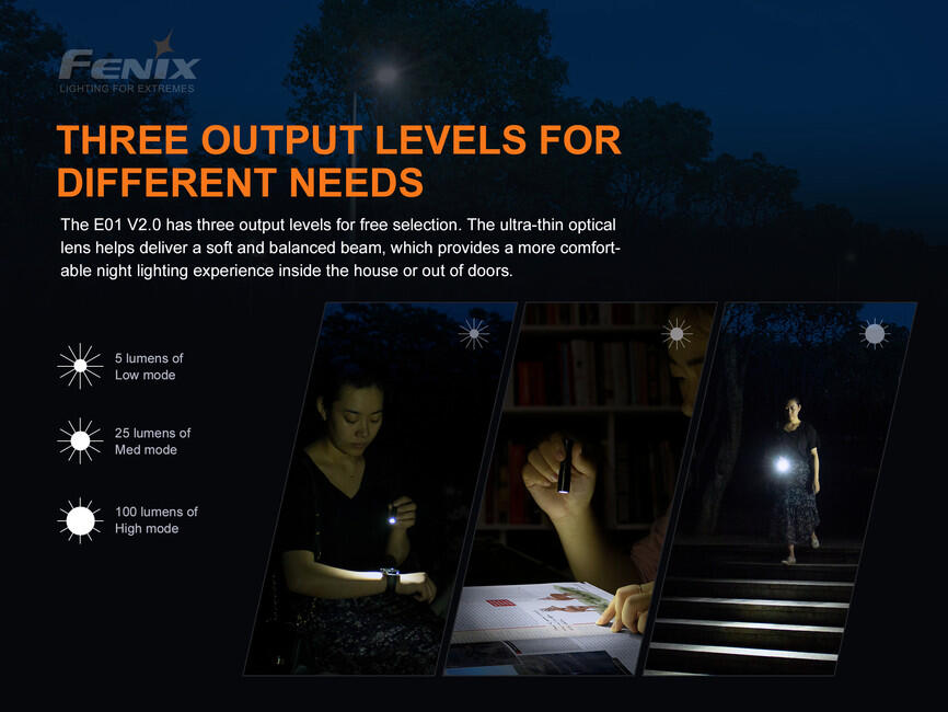 Fenix E01 V2.0 Mini Flashlight, Blue