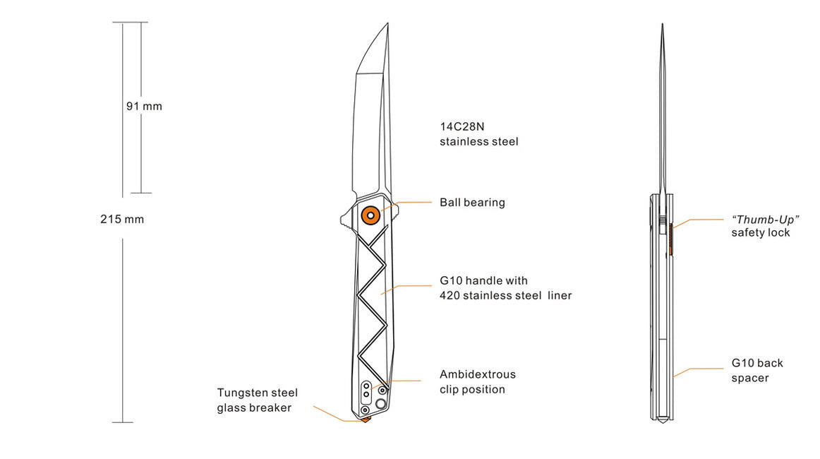 Ruike P127 Folding Knife, Carbon