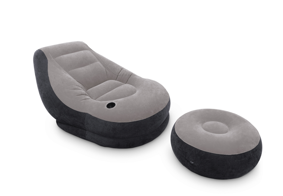 Intex Ultra Lounge Comfortable Inflatable Chair with Footrest
