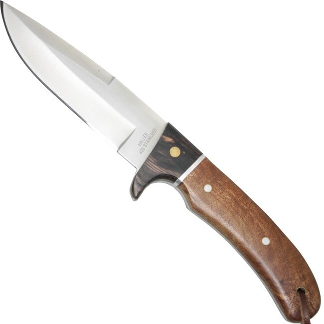 Haller Fixed Blade Knife Jagd 110 mm, Root Wood, Leather Sheath