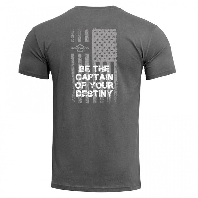 Pentagon American Flag T-Shirt, Grey