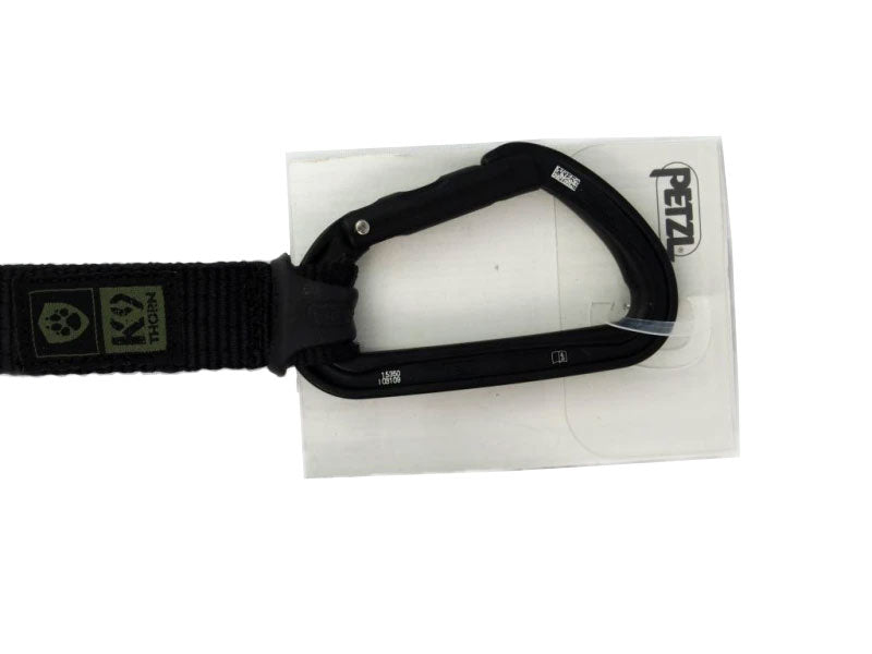 K9 Thorn Double Handle Lead with Petzl Carabiner, Black, L