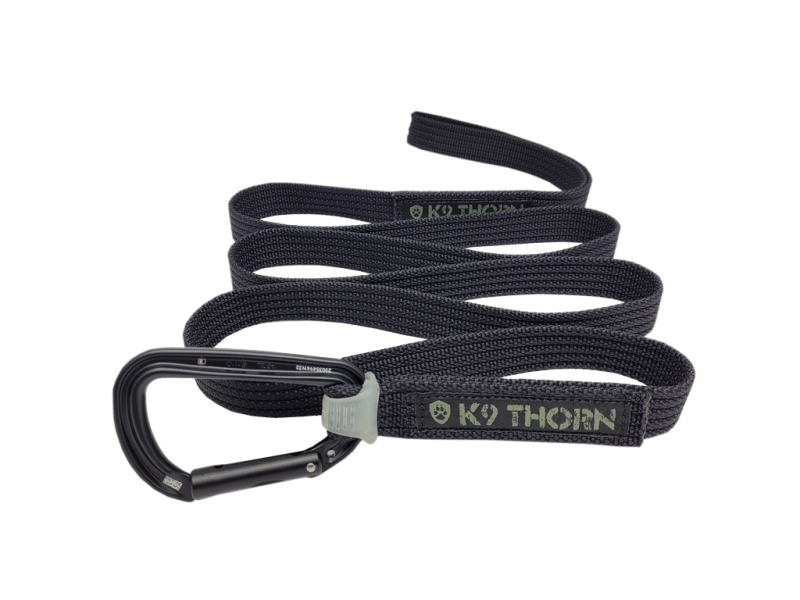 K9 Thorn Leash with Petzl Carabiner, Black, L