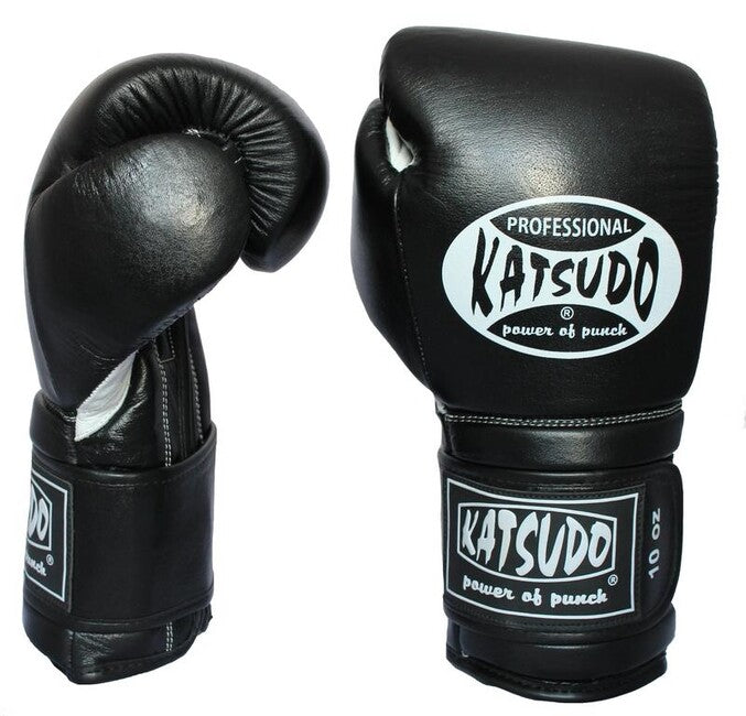 Katsudo Professional Boxing Gloves, Black