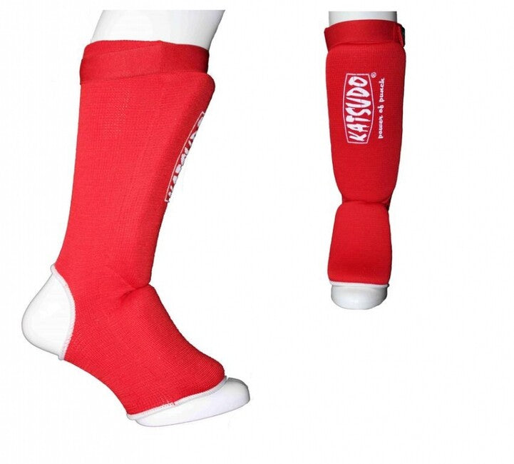 Katsudo Strike Shin and Instep Guards, Red