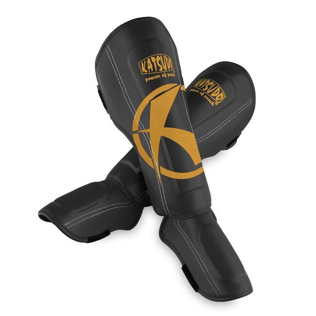 Katsudo Fort II Shin and Instep Guards, Black Gold