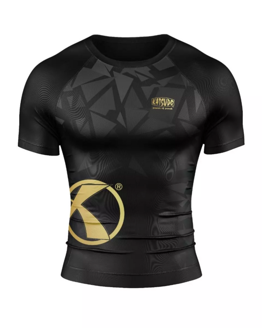 Katsudo Virago Rash Guard Short Sleeve, Black-Gold