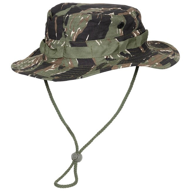 MFH GI Bush Rip-Stop American Hat with Chin Strap, Tiger Stripe