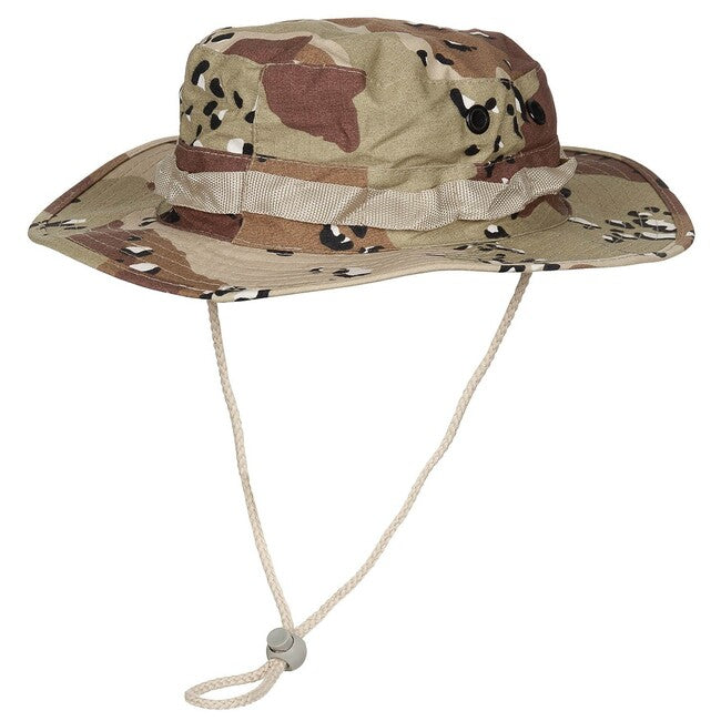 MFH GI Bush Rip-Stop American Hat with Chin Strap, 6 Panel, Desert