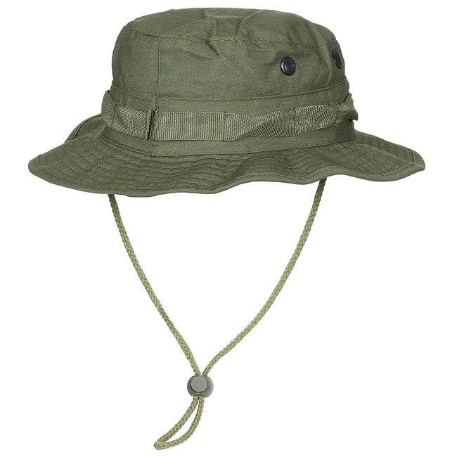 MFH GI Bush Rip-Stop Hat with Chin Strap, OD Green