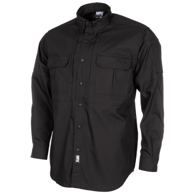 MFH Professional Attack Long Sleeve Shirt, Teflon Coated, Black