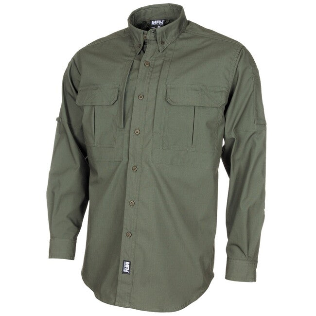 MFH Professional Attack Long Sleeve T-Shirt, Teflon Coated, OD Green