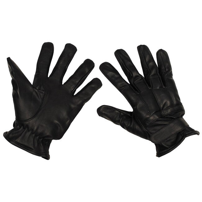 MFH Leather Gloves with Quartz Sand Padding, Black