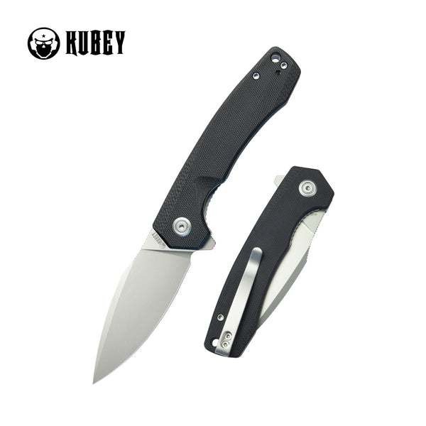 KUBEY Calyce Drop Point Folding Knife, Black